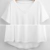 Ice Silk  New V Neck Short-sleeve Women Shirt