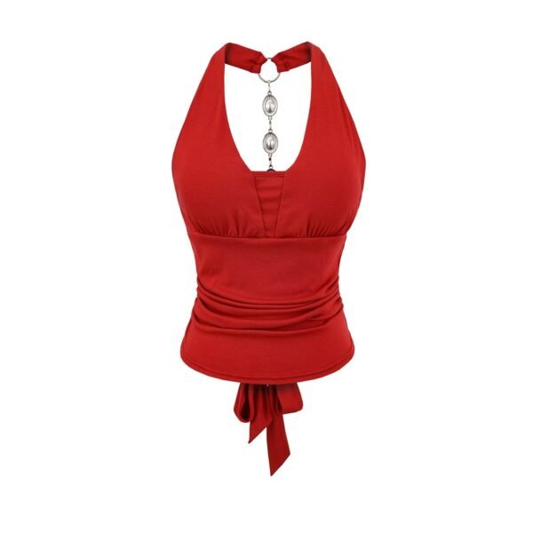 Metal decoration backless straps hanging neck straps small vest top for women