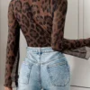 Perfee Leopard V-Neck Lace Bodysuit