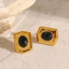 18K Gold-Plated Stainless Steel Agate Earrings