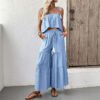 Fresh style camisole top wide leg pants set