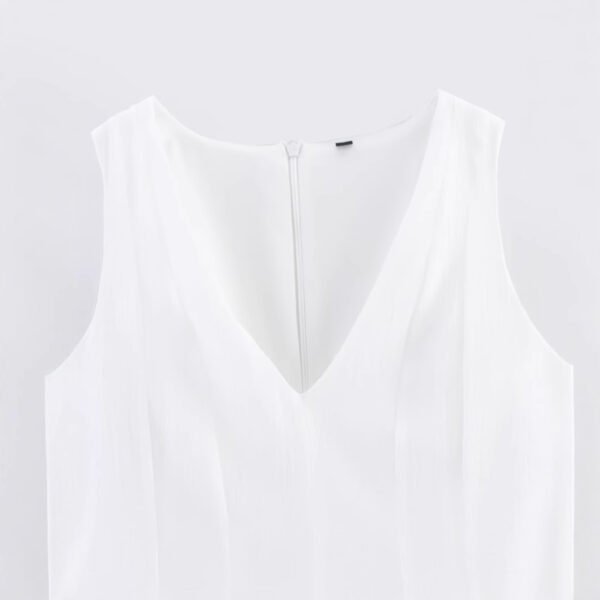 V-neck sleeveless layered ruffle edge fluffy dress