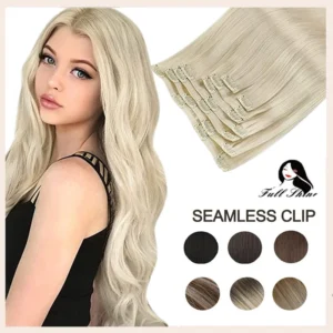 Full Shine Invisible Clip in Hair Extensions Real Hair 8Pcs 100g & 80g BlondE Hair Seamless Clip On Remy Extension Skin Weft