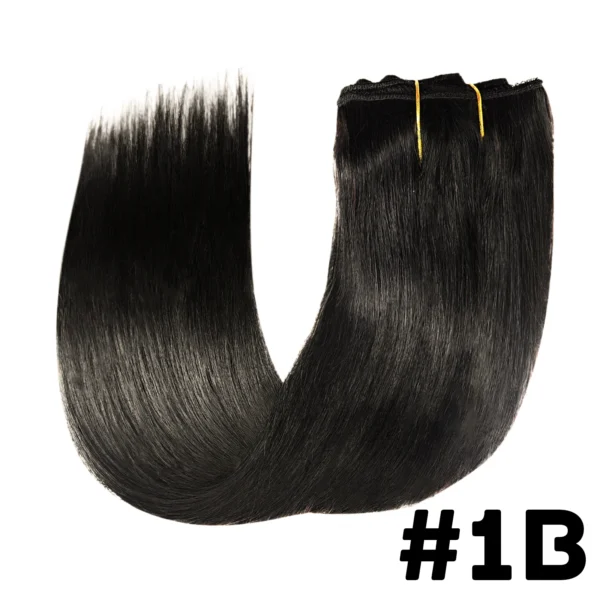 Clip in Hair Extensions Remy Human Hair Silky Straight Clip in Hair Extensions Human Hair #1B Natural Black 120g 8 Piece Set