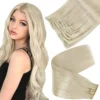 Full Shine Invisible Clip in Hair Extensions Real Hair 8Pcs 100g & 80g BlondE Hair Seamless Clip On Remy Extension Skin Weft