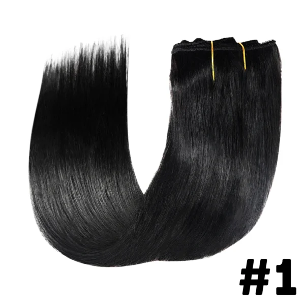 Clip in Hair Extensions Remy Human Hair Silky Straight Clip in Hair Extensions Human Hair #1B Natural Black 120g 8 Piece Set