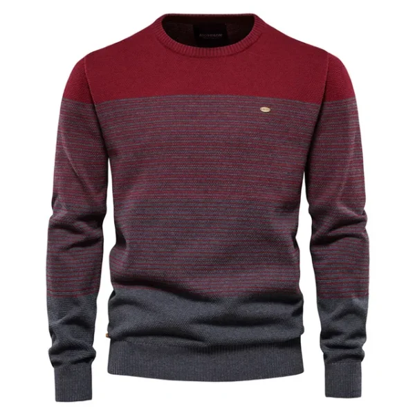 Cotton Sweater Men Fashion Casual O-Neck Spliced Pullovers Knitted Sweater Male New Winter Warm Mens Sweaters