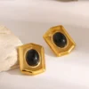 18K Gold-Plated Stainless Steel Agate Earrings