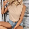 European and American simple and versatile pleated semi high neck shirt for women