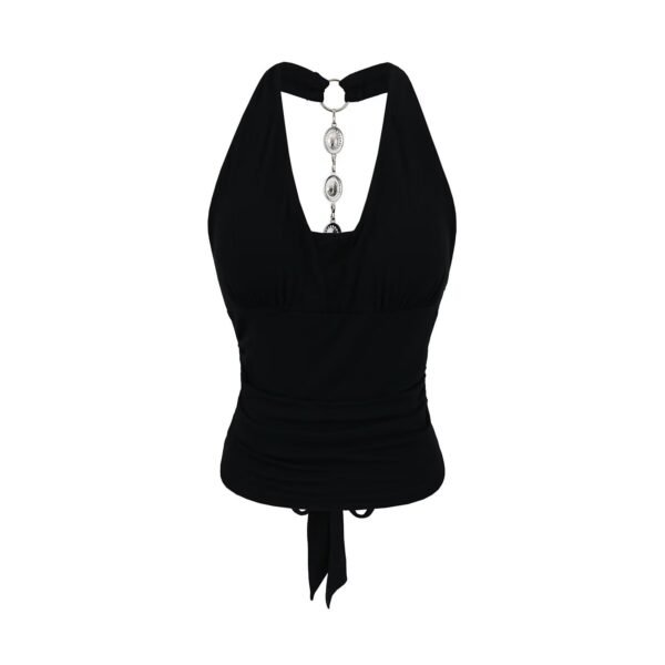 Metal decoration backless straps hanging neck straps small vest top for women