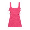 Bow decoration waist cinching short suspender dress for women