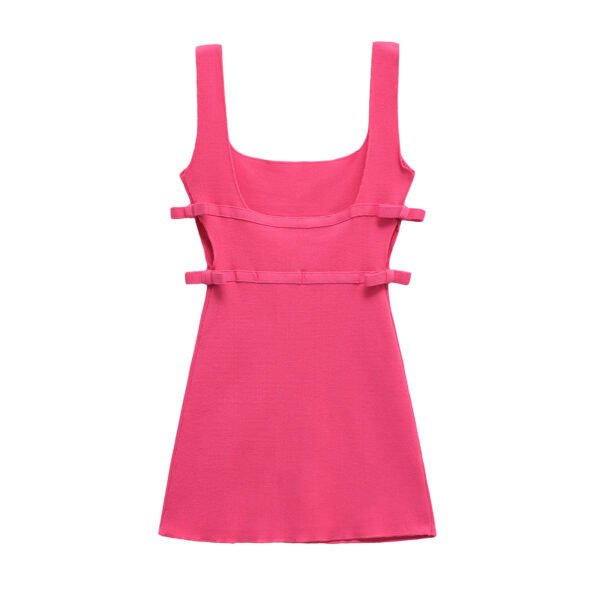 Bow decoration waist cinching short suspender dress for women