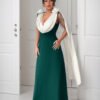 European and American banquet wedding party high-end and elegant style V-neck contrasting color sleeveless dress