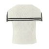 Fashionable slim fit contrasting retro navy neck knitted vest for women