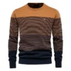 Cotton Sweater Men Fashion Casual O-Neck Spliced Pullovers Knitted Sweater Male New Winter Warm Mens Sweaters