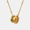 Fashion OL Titanium Steel Pendant Inlaid with Zircon Accessories Versatile Three Ring Buckle Necklace for Women
