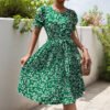 European and American fresh pleated skirt dress