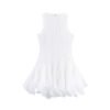 V-neck sleeveless layered ruffle edge fluffy dress