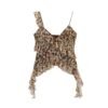 Slim fit layered tassel embellished silk mesh printed camisole top for women
