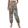 European and American high waisted elastic waisted ethnic style printed loose lantern pants