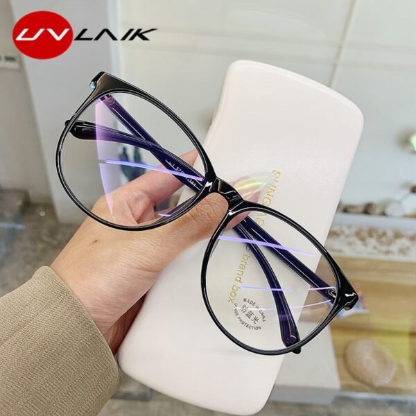 UVLAIK Transparent Computer Glasses Frame Women Men Anti Blue Light Round Eyewear Blocking Glasses Optical Spectacle Eyeglass