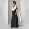European and American banquet wedding party high-end and elegant style V-neck contrasting color sleeveless dress