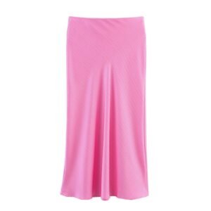 Striped silk texture MIDI skirt for women