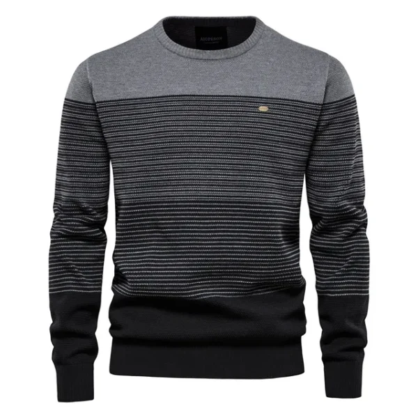 Cotton Sweater Men Fashion Casual O-Neck Spliced Pullovers Knitted Sweater Male New Winter Warm Mens Sweaters