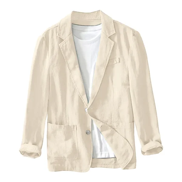 Leisure Thin Mens Fashion Suits Solid Color Lapels Buttons Suits Jackets And Tops British Style Linen Blended Coat Party Wear