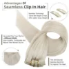 Full Shine Invisible Clip in Hair Extensions Real Hair 8Pcs 100g & 80g BlondE Hair Seamless Clip On Remy Extension Skin Weft