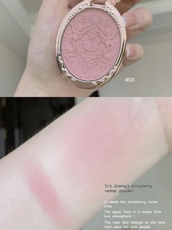 Flower Knows Strawberry Rococo Blusher Embossed Blush Face Makeup Matte Shimmer Waterproof Natural Nude Brightening Cheek