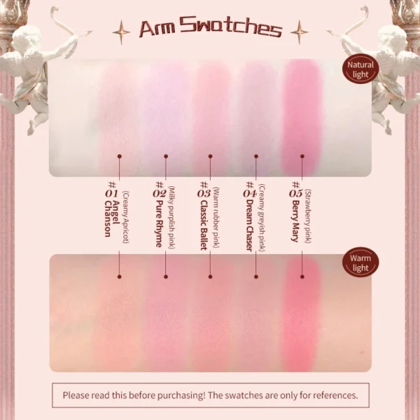 Flower Knows Strawberry Rococo Blusher Embossed Blush Face Makeup Matte Shimmer Waterproof Natural Nude Brightening Cheek