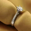 Luxury 925 Sterling Silver Classic Ring for Women Six claw jewelry simple 70ct diamond ring imitation diamond women's ring