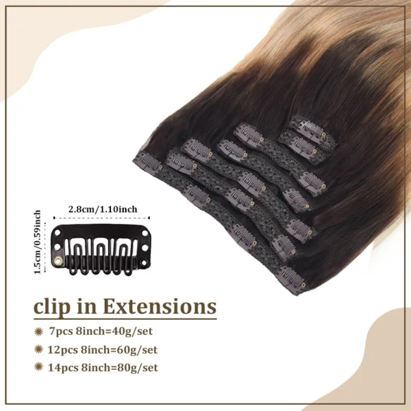 Vlasy 7pcs/set Lace Clip In Human Hair Extensions 8'' Real Human Hair Brazilian Clip in Hair Extensions For Adding Hair