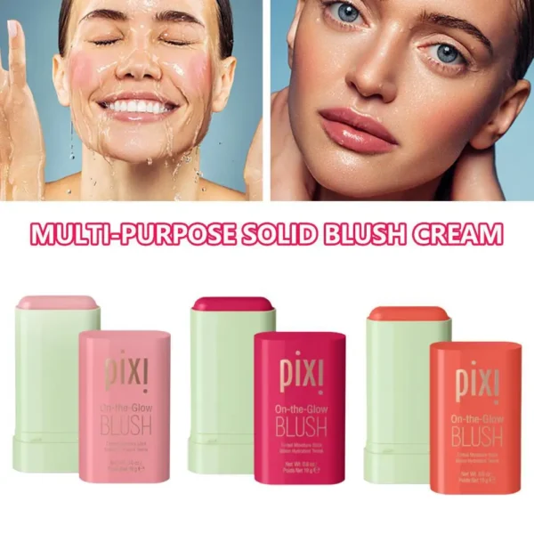 Waterproof 3-in-1 Blush Stick Functional Easy Color Rouge Blusher Cream High Color Rendering Blush Matte Contour Makeup