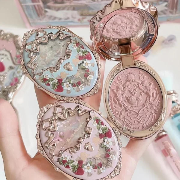 Flower Knows Strawberry Rococo Blusher Embossed Blush Face Makeup Matte Shimmer Waterproof Natural Nude Brightening Cheek