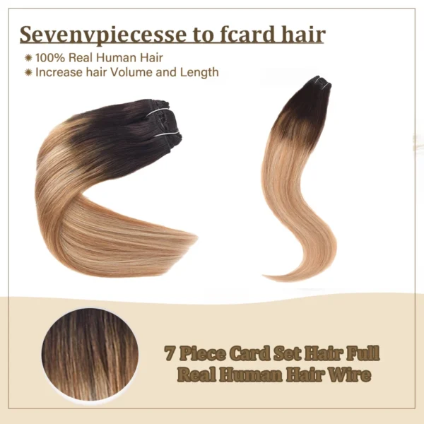 Vlasy 7pcs/set Lace Clip In Human Hair Extensions 8'' Real Human Hair Brazilian Clip in Hair Extensions For Adding Hair