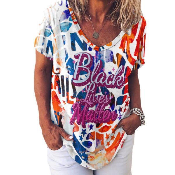 Ice Silk  New V Neck Short-sleeve Women Shirt