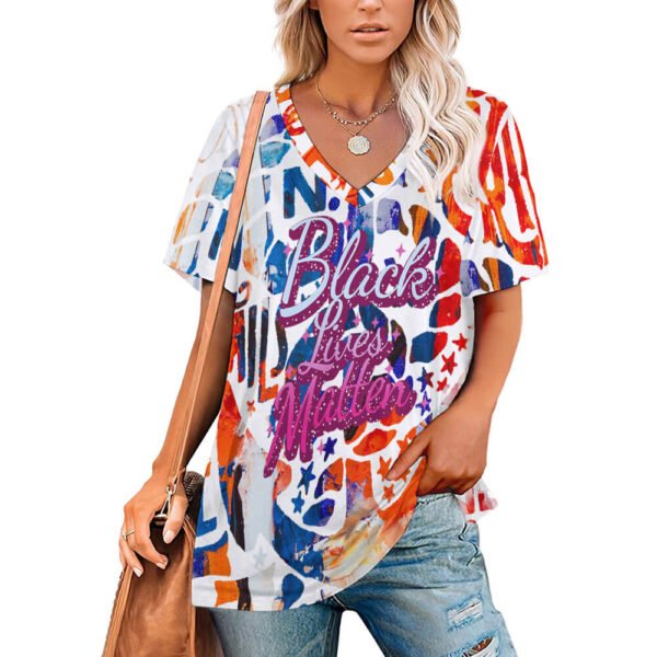 Ice Silk  New V Neck Short-sleeve Women Shirt